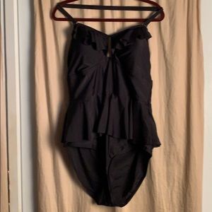 NWOT Black One-piece Suit with Peplum